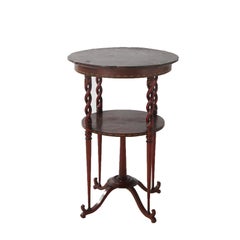 Antique Art Nouveau Mahogany Side Stand with Mother ff Pearl Inlay C1920