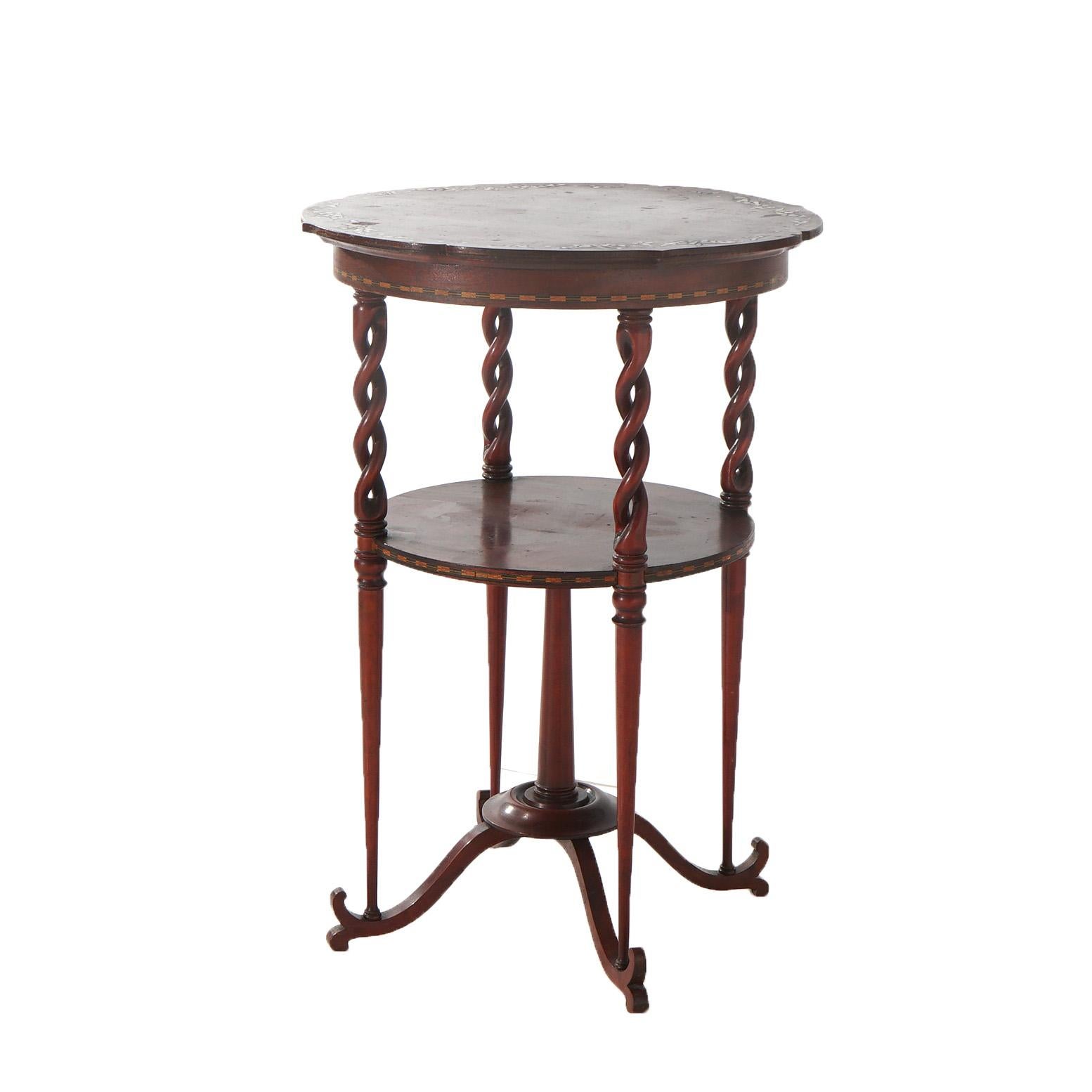 Intarsio Antico supporto in mogano Art Nouveau con intarsio in madreperla C1920 in vendita