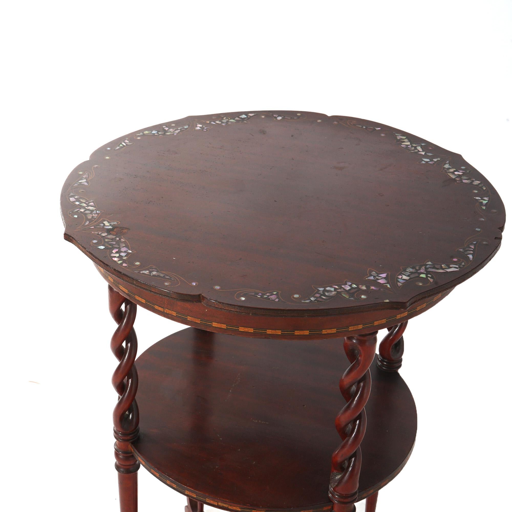 Madreperla Antico supporto in mogano Art Nouveau con intarsio in madreperla C1920 in vendita