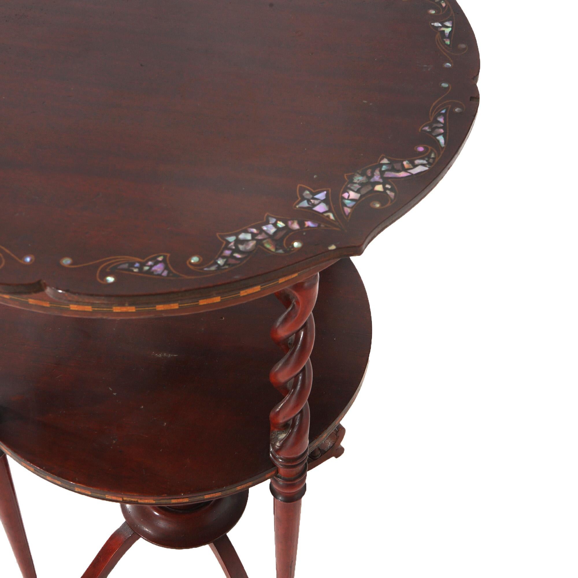 Antico supporto in mogano Art Nouveau con intarsio in madreperla C1920 in vendita 2