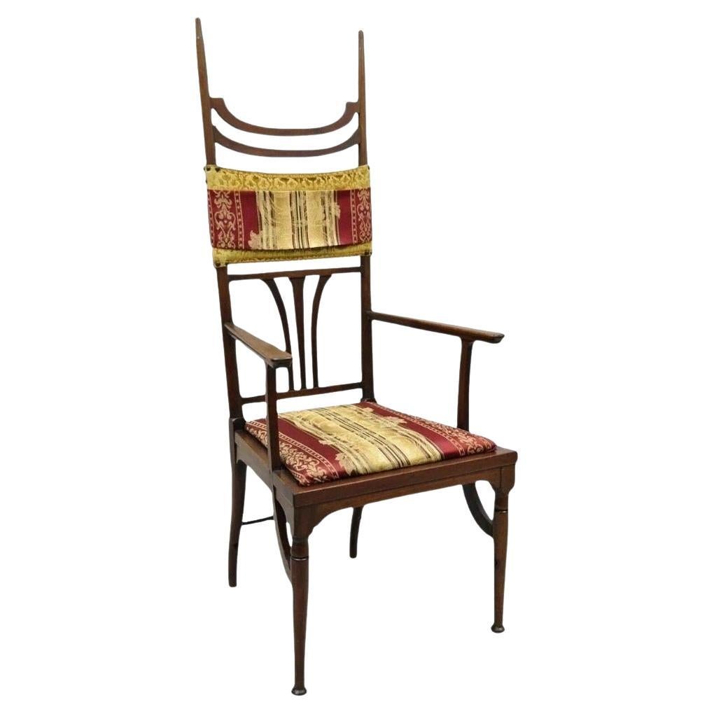 Antique Art Nouveau Mahogany Tall Finial Parlor Side Chair after J.S. Henry For Sale