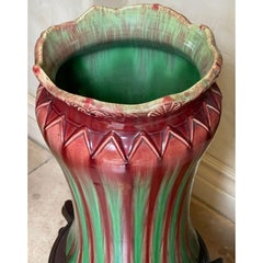 Antique Art Nouveau Majolica Floor Vase or Cane or Umbrella Stand