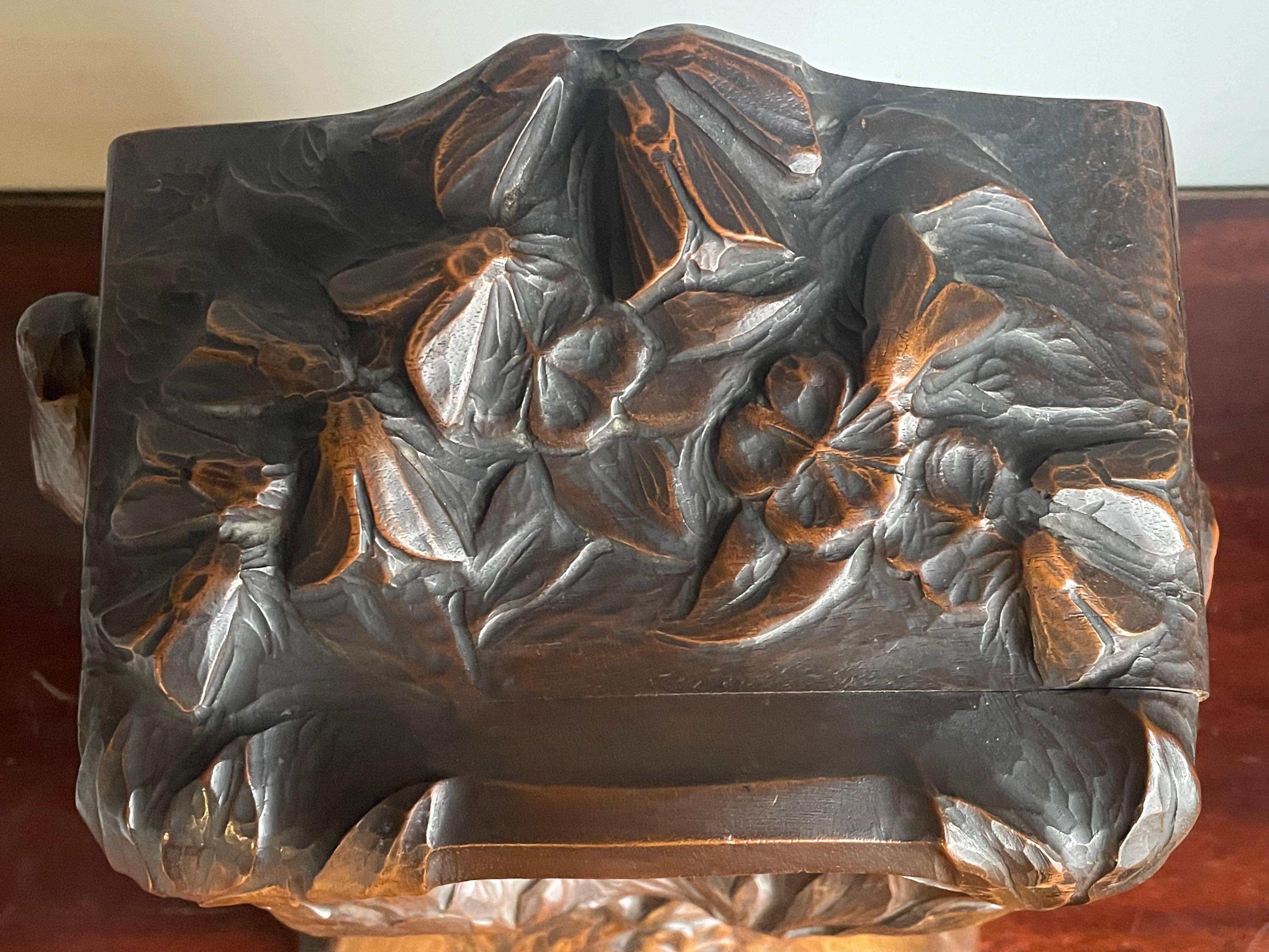 Antique Art Nouveau Mantel Clock w. Owl & Bird's Nest Sculpture By Emile Bernaux 1