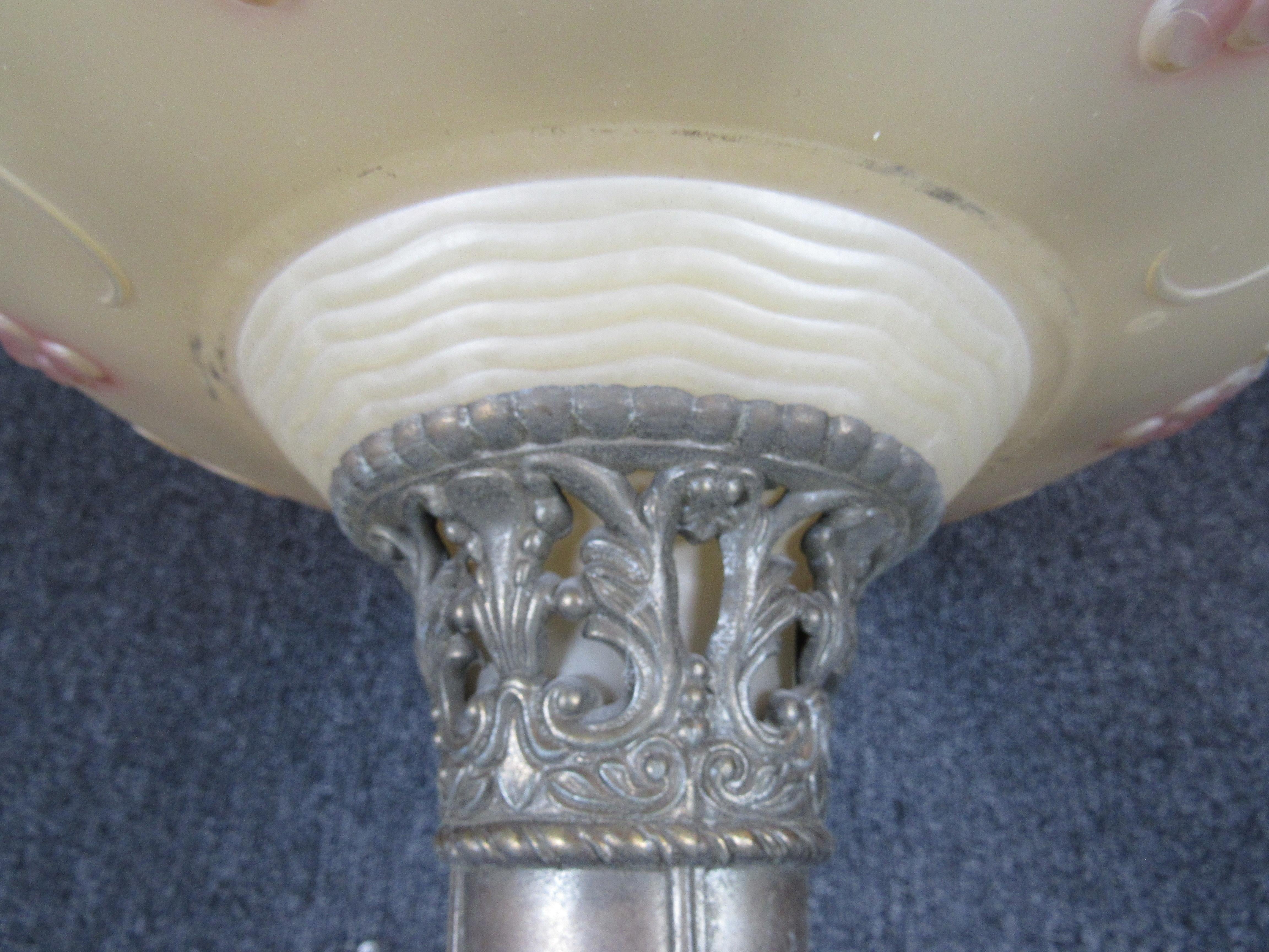 Américain Ancienne lampe torchère en marbre et laiton Art Nouveau en vente