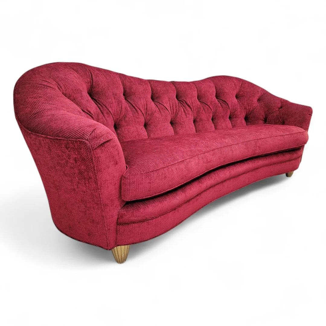 Antique Art Nouveau Maurice Dufrene Style Barrel Back Chair And Boudoir Sofa In Good Condition In Chicago, IL