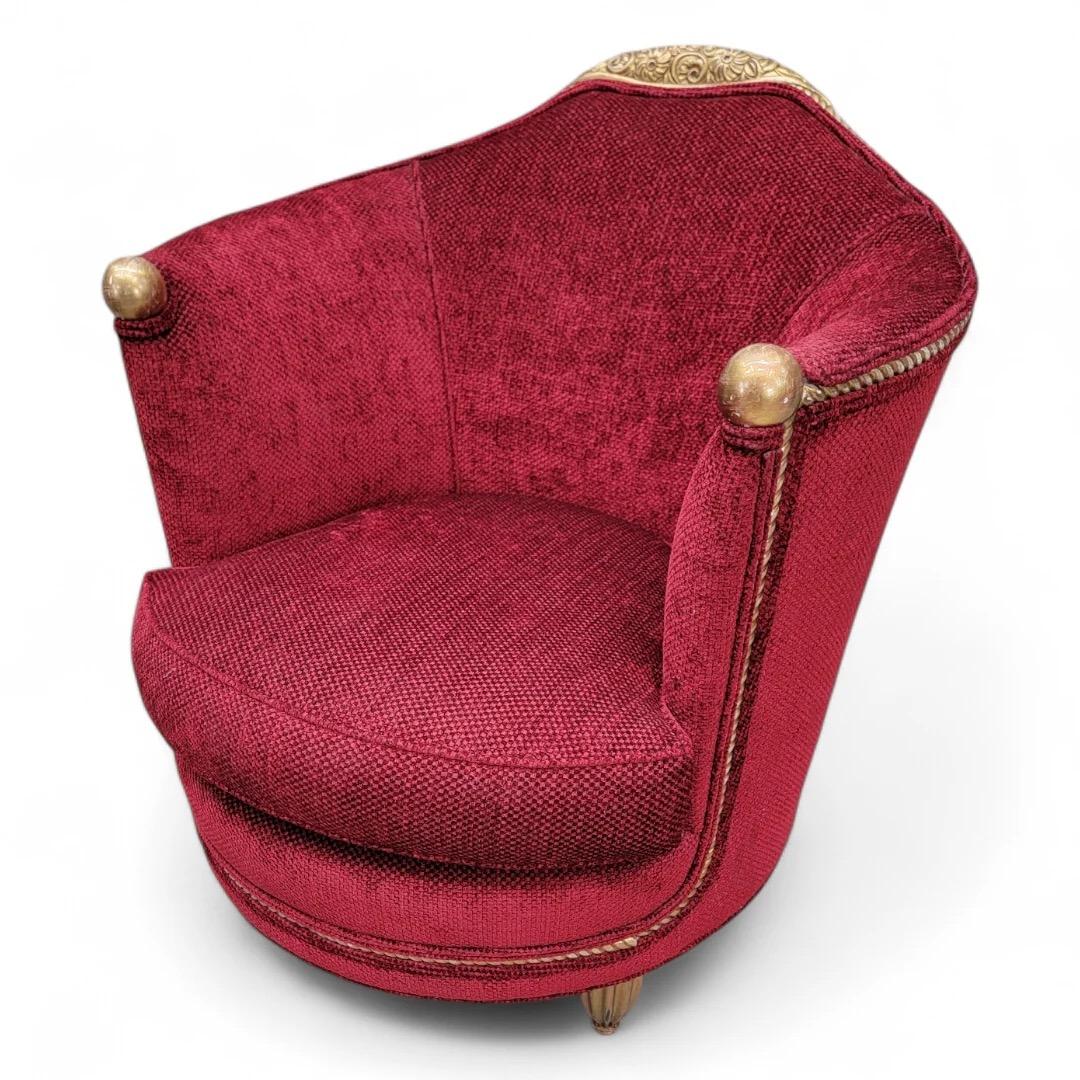 Upholstery Antique Art Nouveau Maurice Dufrene Style Barrel Back Chair And Boudoir Sofa