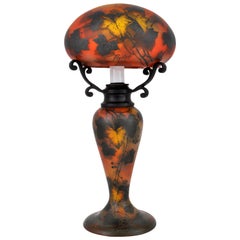 Antique Art Nouveau 'Mushroom' Cameo Glass Lamp by Jean-Simon Peynaud circa 1915