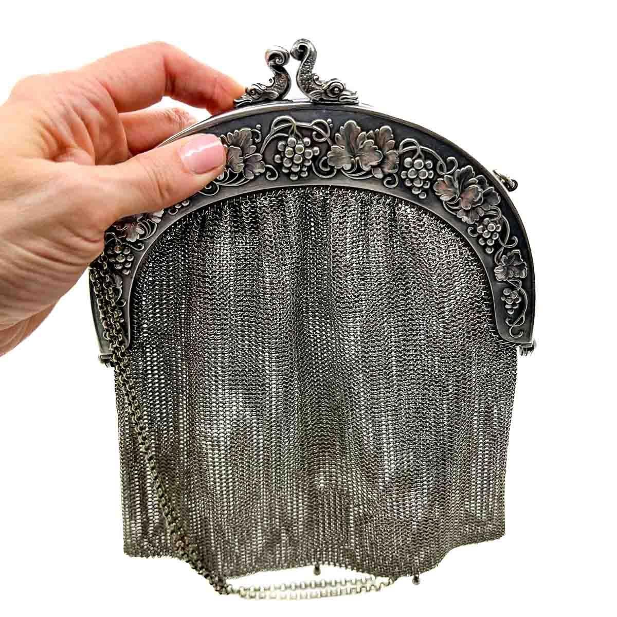 Antike Art Nouveau Mythische Fisch Kettenhemd Geldbörse 1900er Jahre im Angebot 11