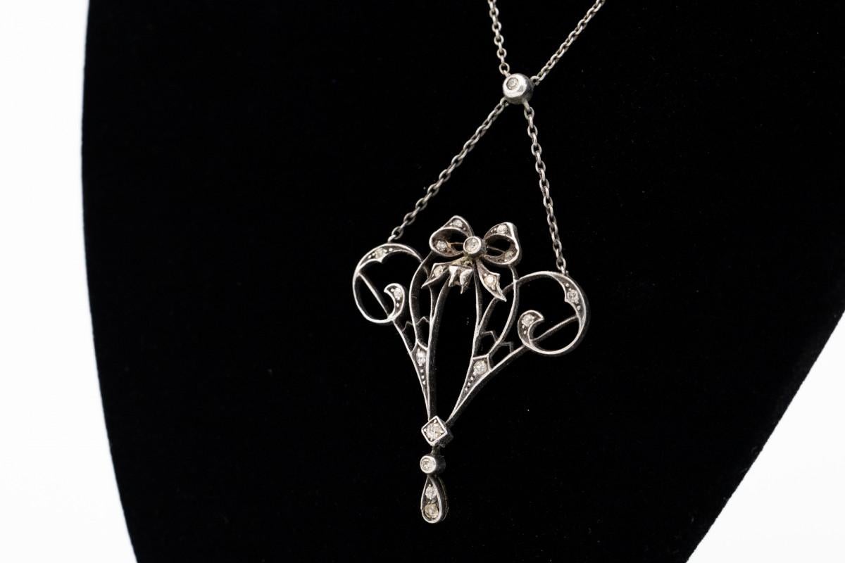 Antique Art Nouveau necklace with old cut diamonds at 1stDibs