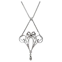 Antique Art Nouveau necklace with old cut diamonds
