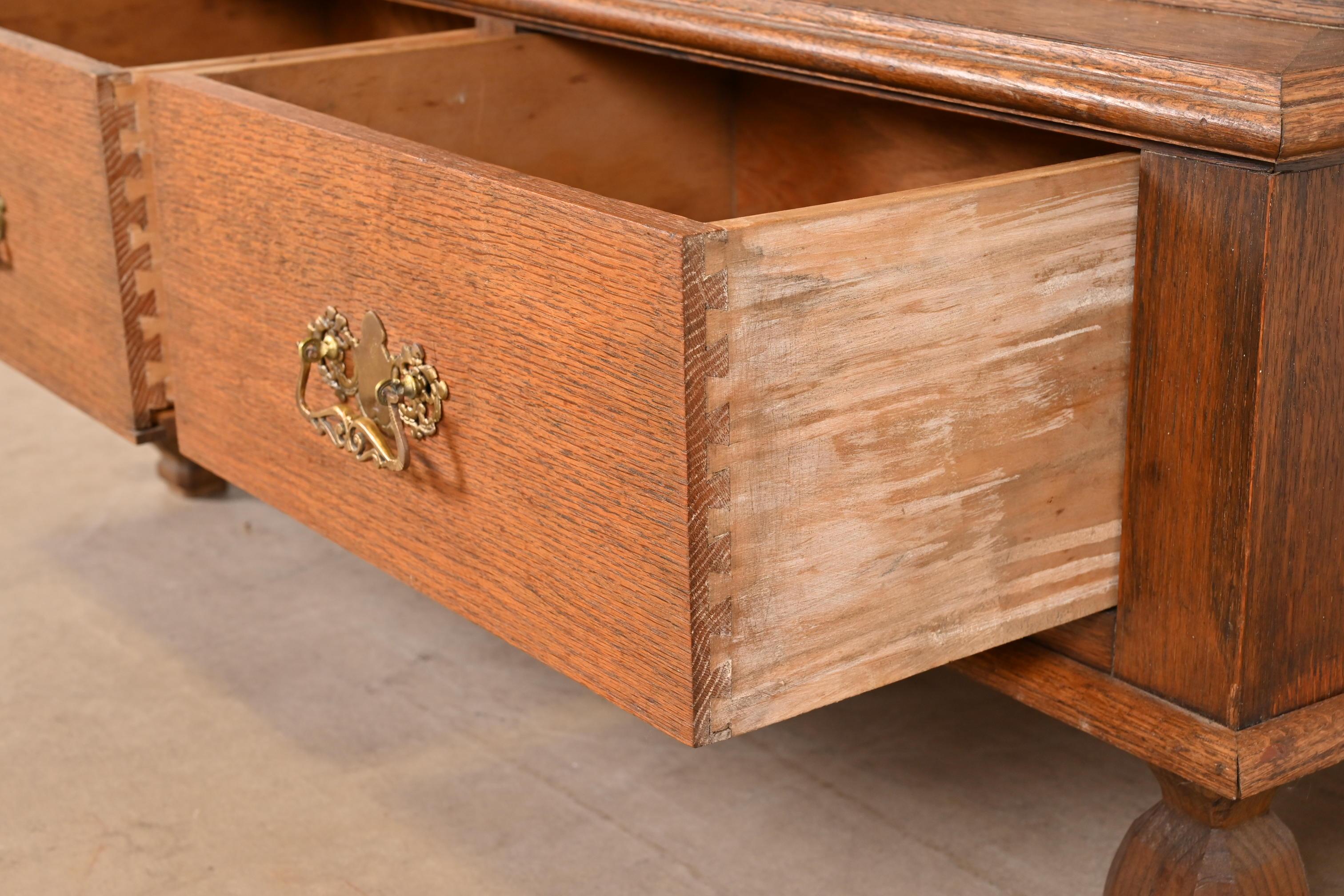 Antique Art Nouveau Oak Bookcase With Beveled Leaded Glass Doors, Circa 1900 4