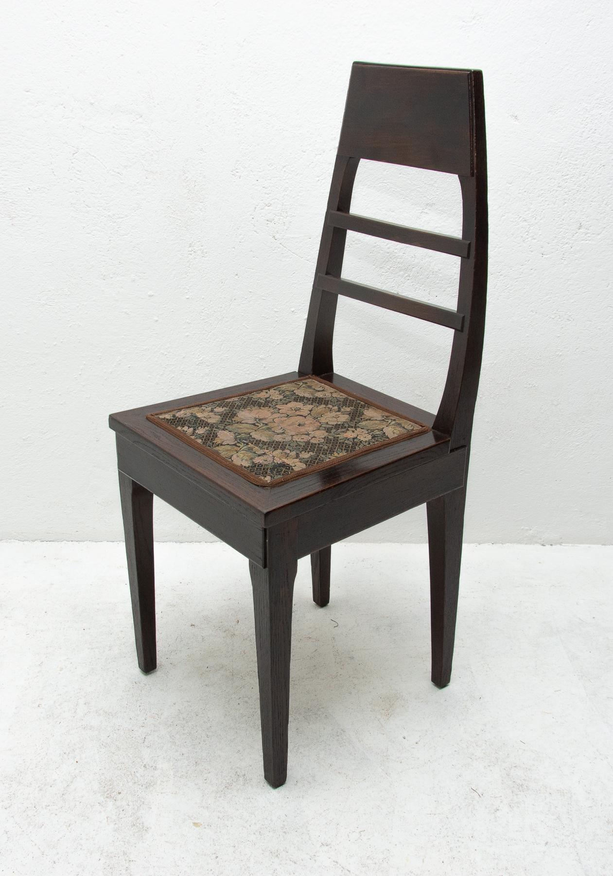 Antique Art Nouveau Oak Dining Chairs, Set of 4 4