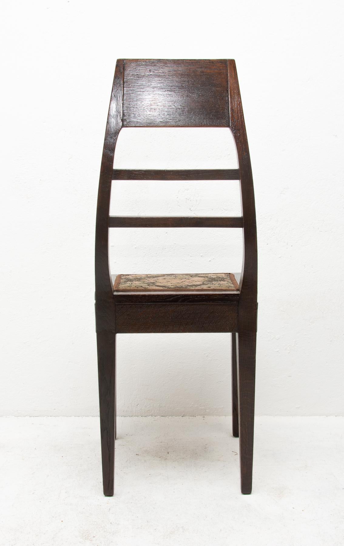 Antique Art Nouveau Oak Dining Chairs, Set of 4 6