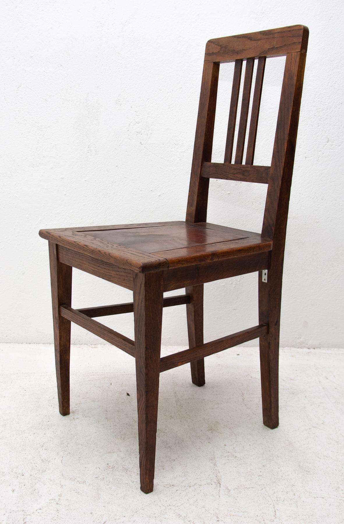 Antique Art Nouveau Oak Dinning Chairs Set of 4 5
