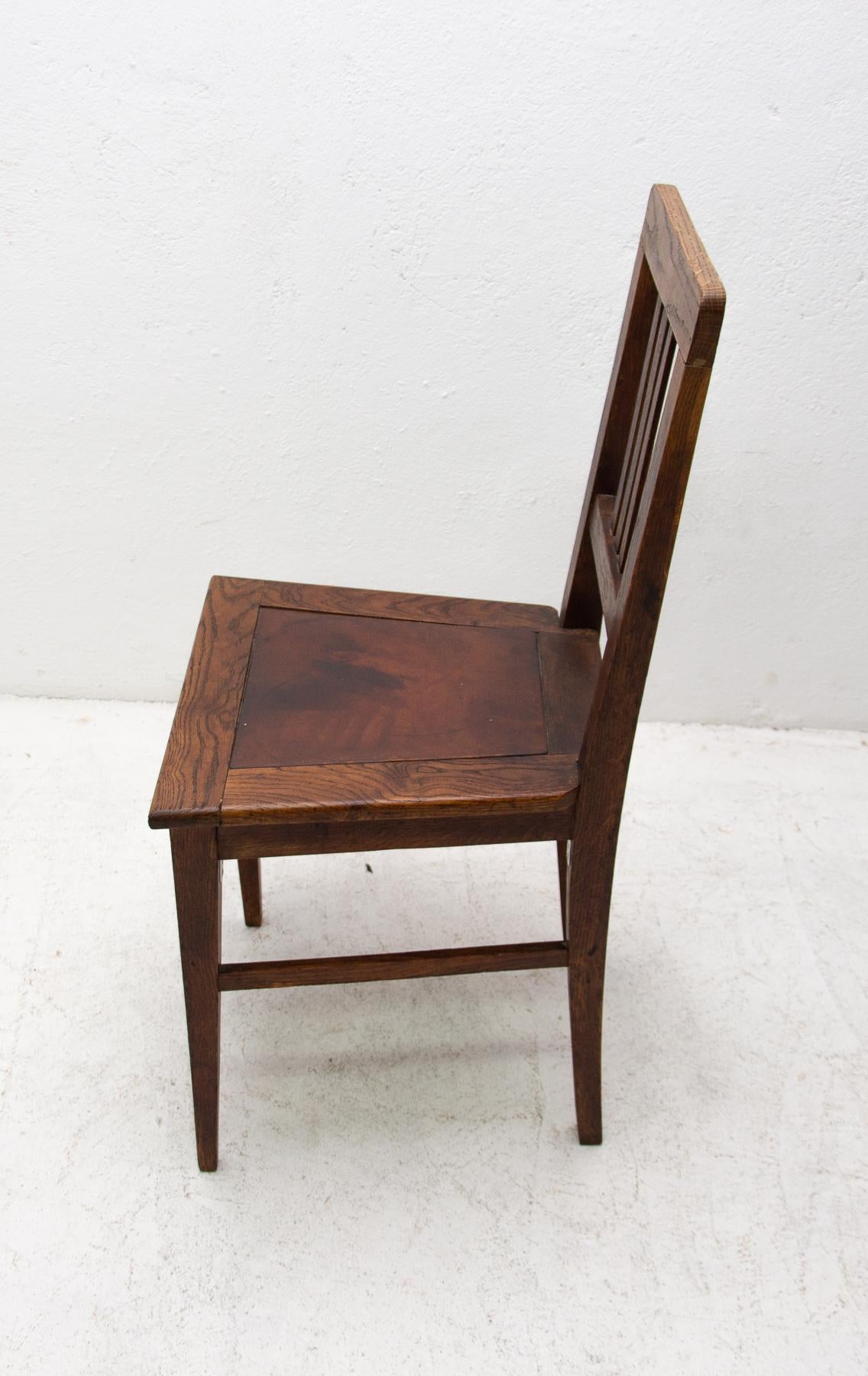 Antique Art Nouveau Oak Dinning Chairs Set of 4 8