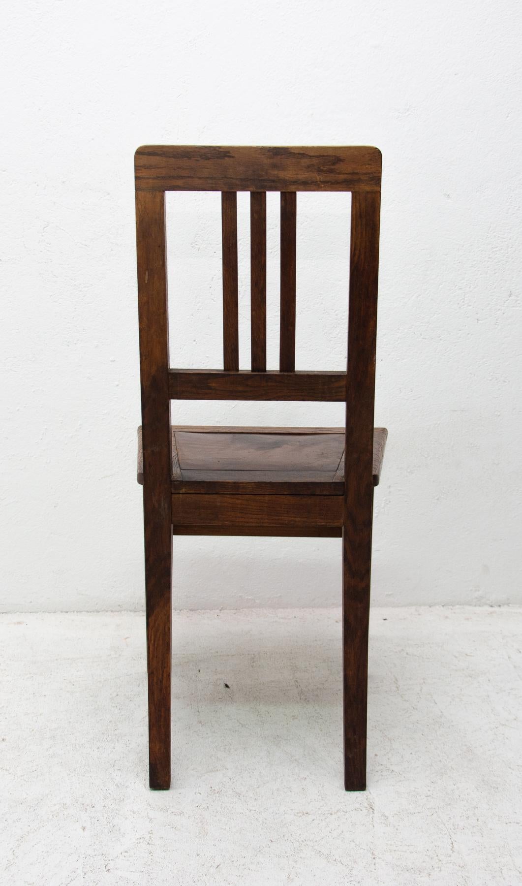 Antique Art Nouveau Oak Dinning Chairs Set of 4 9