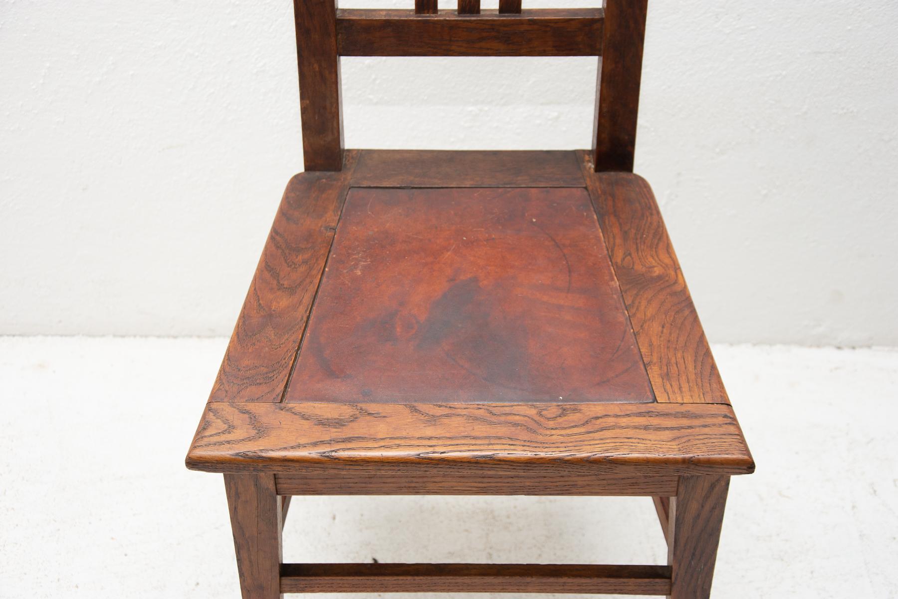 Antique Art Nouveau Oak Dinning Chairs Set of 4 4