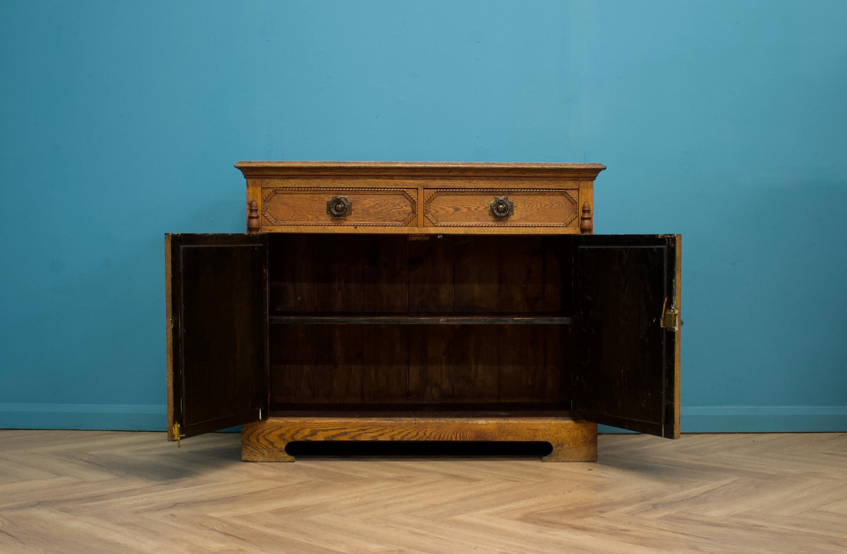 Antique Art Nouveau Oak Sideboard, 1900s In Good Condition In South Shields, GB