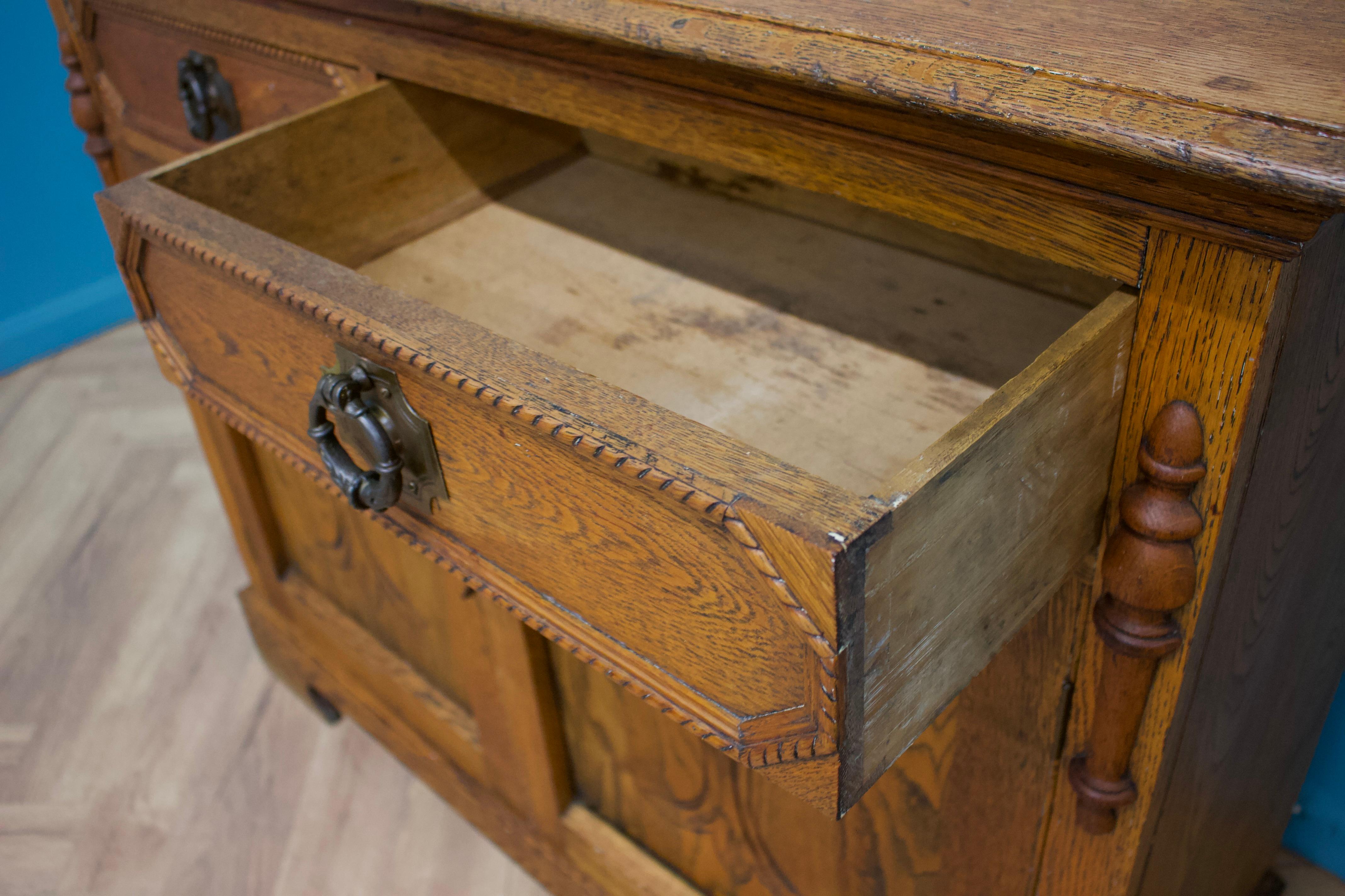 Antique Art Nouveau Oak Sideboard, 1900s 1
