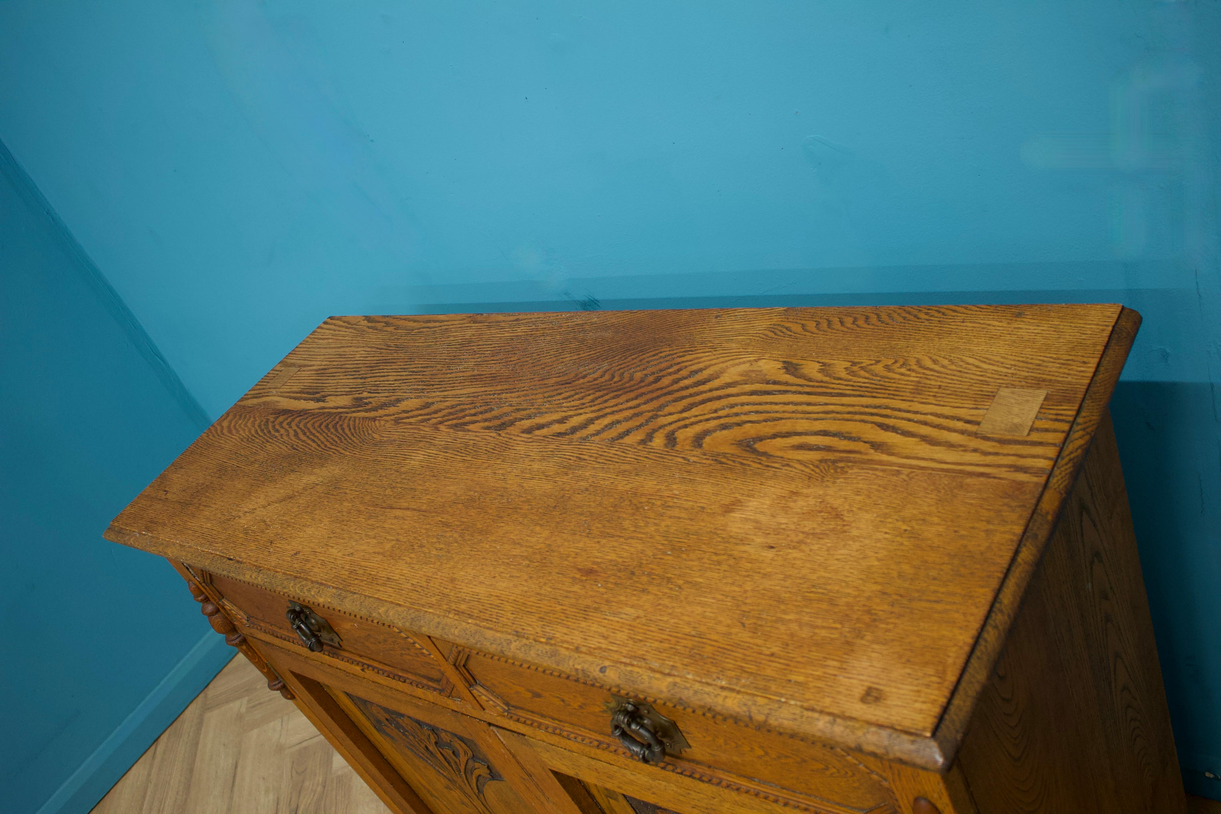 Antique Art Nouveau Oak Sideboard, 1900s 2
