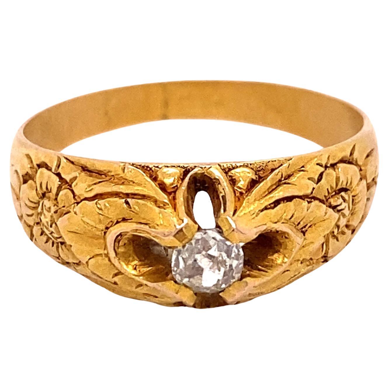 Antique Fancy Color Old European Cut Diamond Gold Men's Ring at 1stDibs mens antique diamond