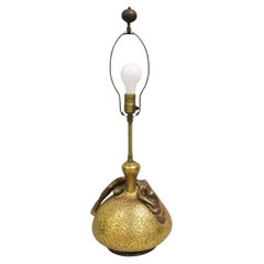 Antigua lámpara de sobremesa Art Nouveau Olive Kooken Figural Mujer desnuda Bronce Cerámica