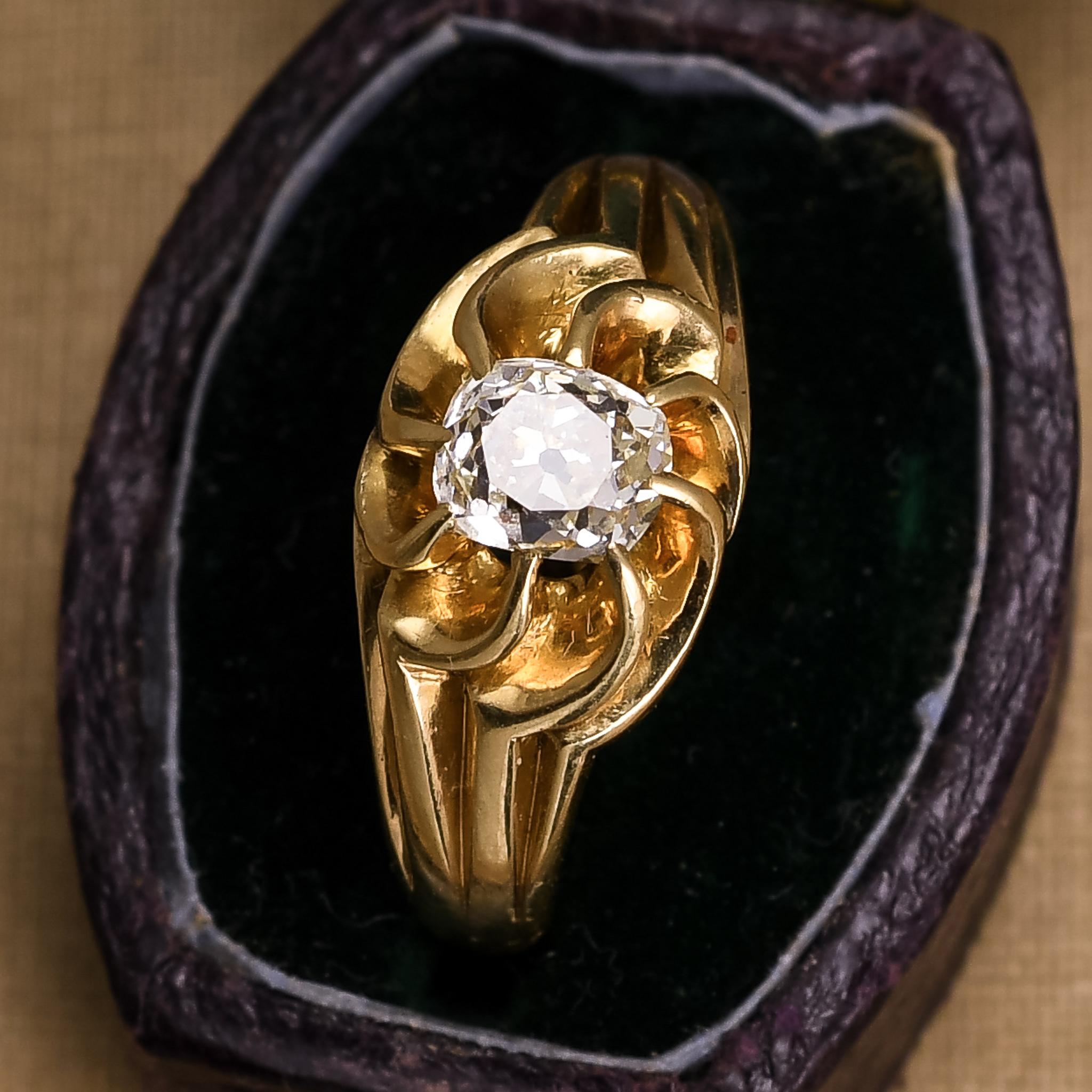 Antique Art Nouveau OMC Diamond Swirled Gypsy Ring 1