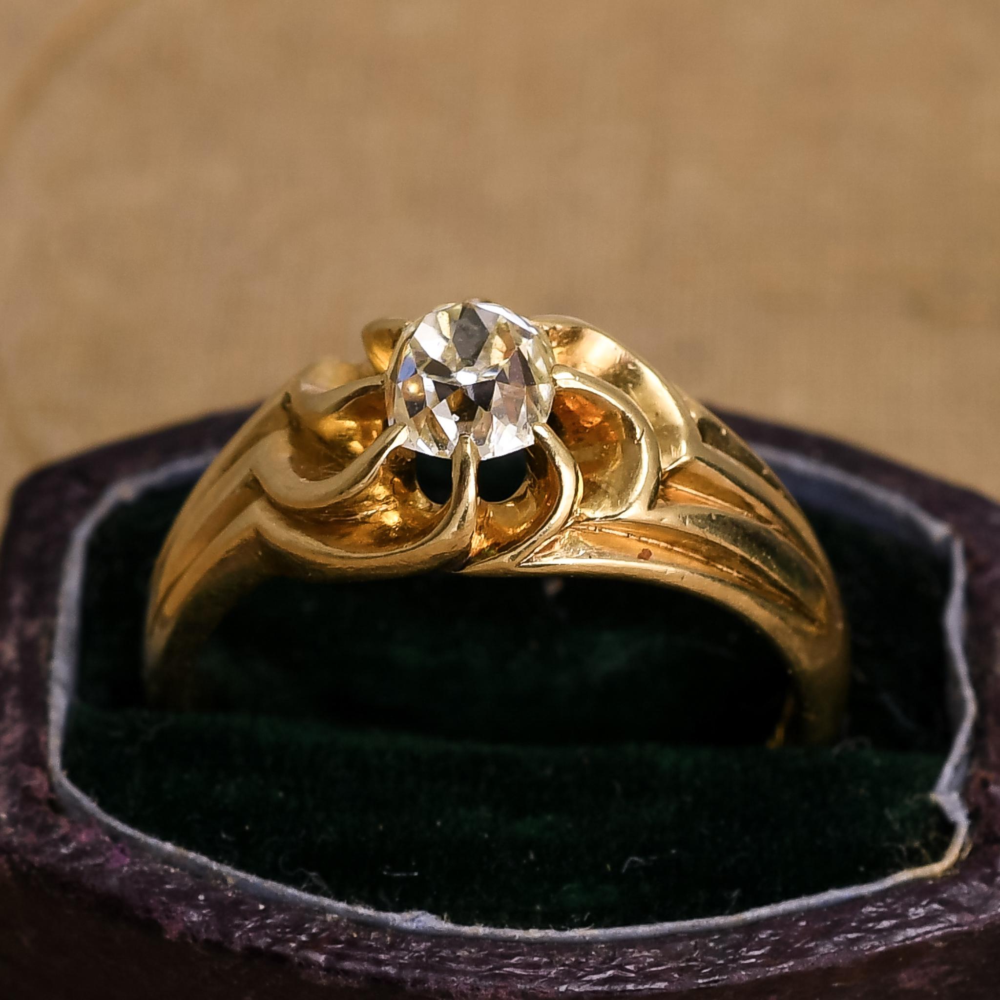 Antique Art Nouveau OMC Diamond Swirled Gypsy Ring 2