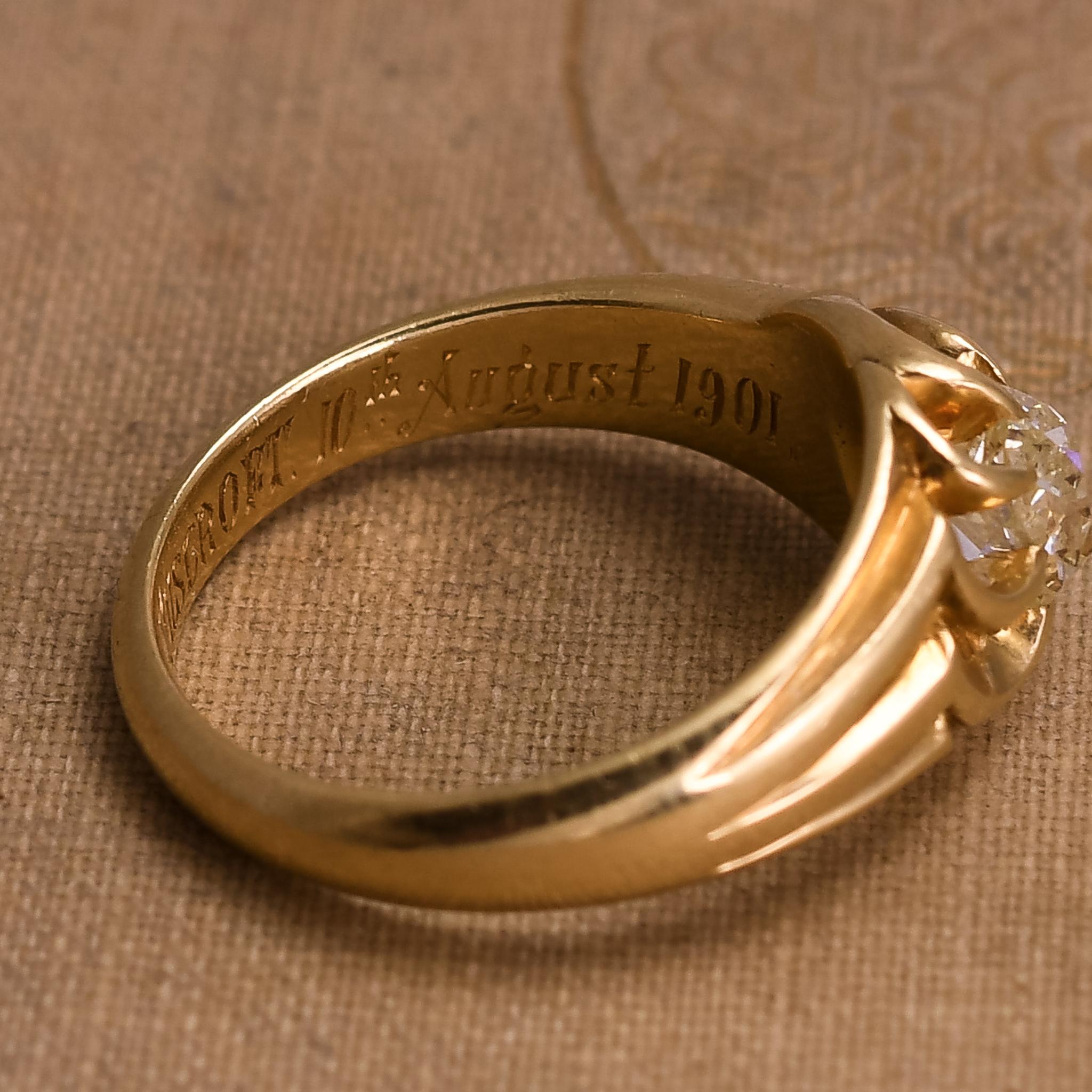 Antique Art Nouveau OMC Diamond Swirled Gypsy Ring 4