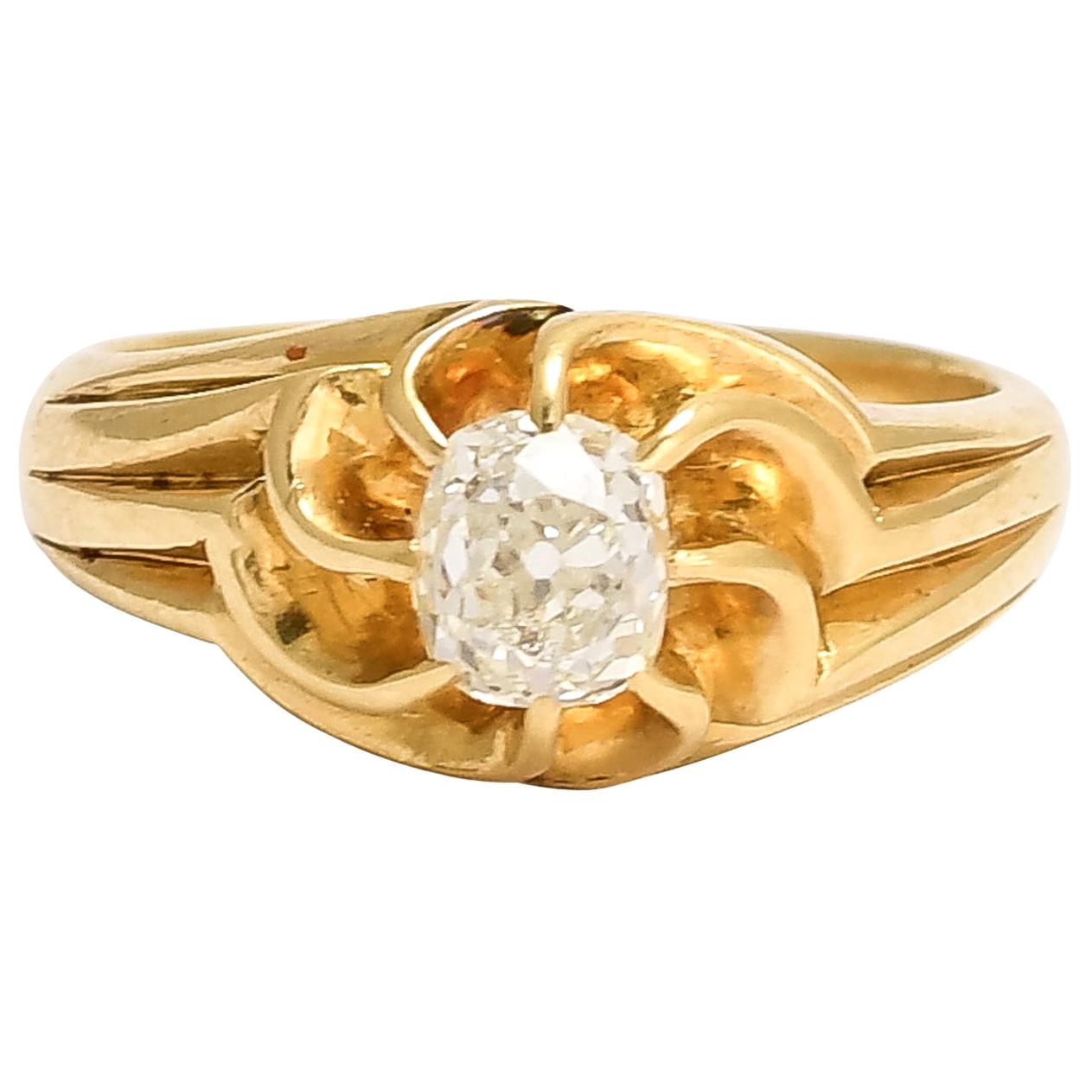 Antique Art Nouveau OMC Diamond Swirled Gypsy Ring