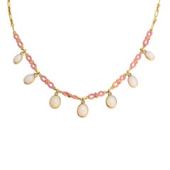 Antique Art Nouveau Opal Enamel Fringe Necklace
