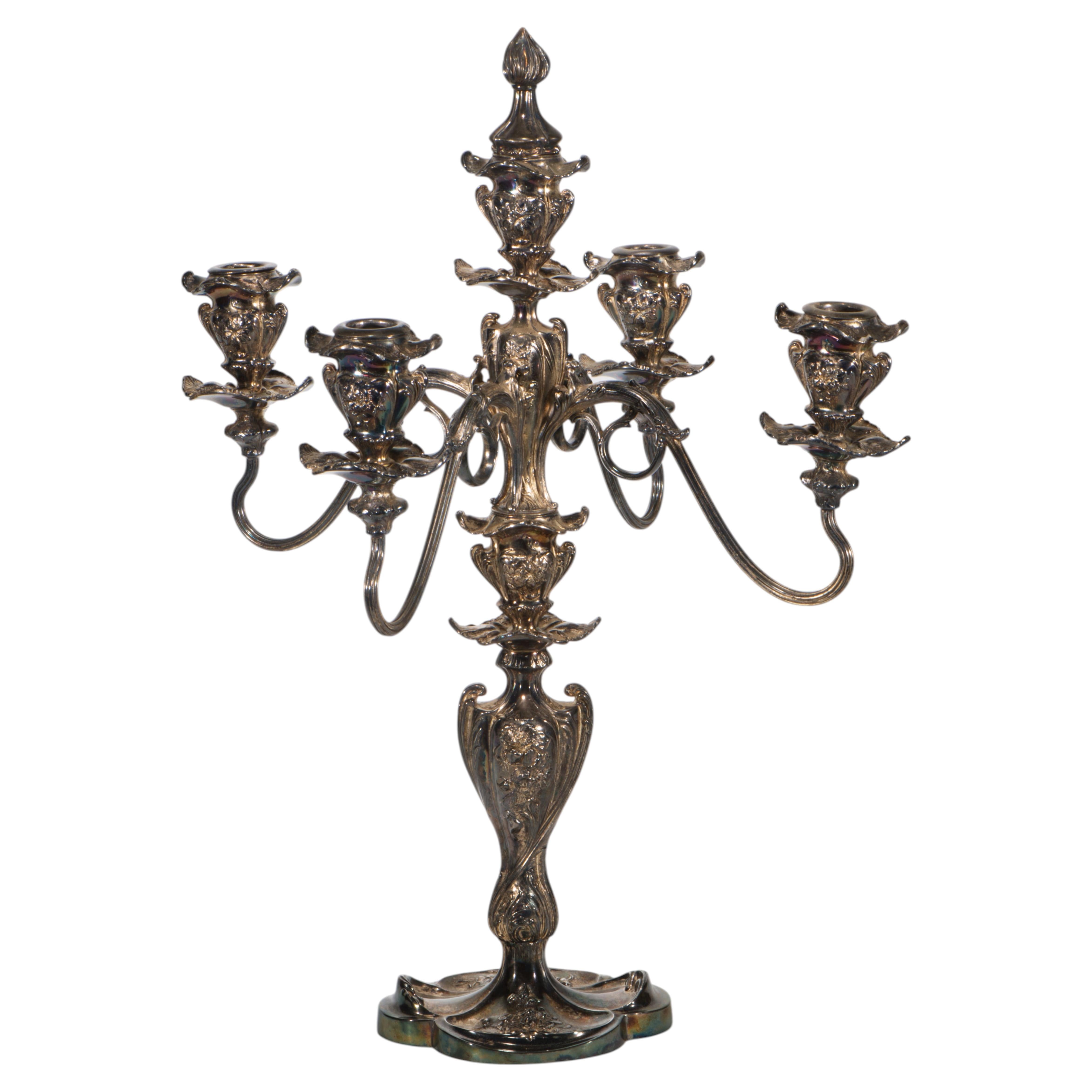 Antique Art Nouveau Pairpoint Large Silver Plated Candelabra. 1880s-1900s