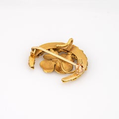 Antique Art Nouveau Pansy Brooch Crescent Moon Gold Nuggets 18k Fine Jewelry