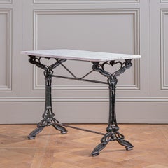 Antique Art Nouveau Period French Bistro Cafe / Garden Table With Marble Top