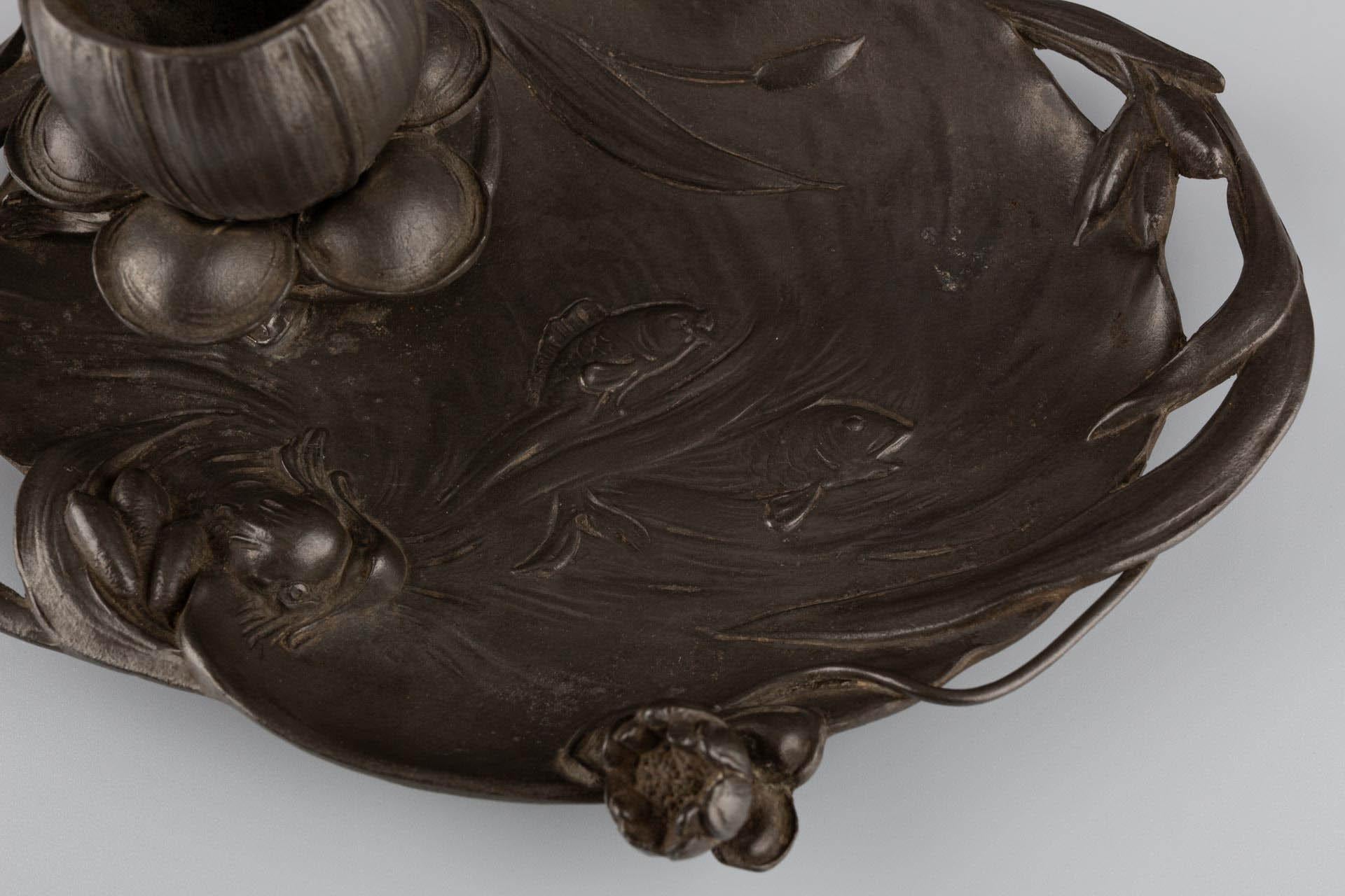 Antique Art Nouveau Pewter Inkwell, France, circa 1900 For Sale 9
