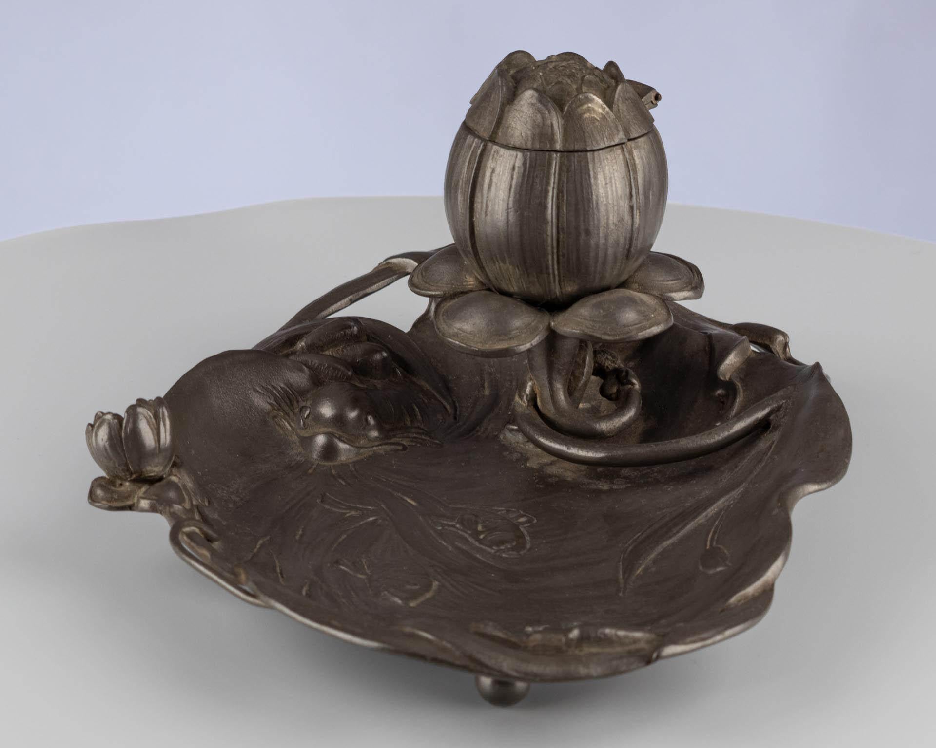 Antique Art Nouveau Pewter Inkwell, France, circa 1900 For Sale 1