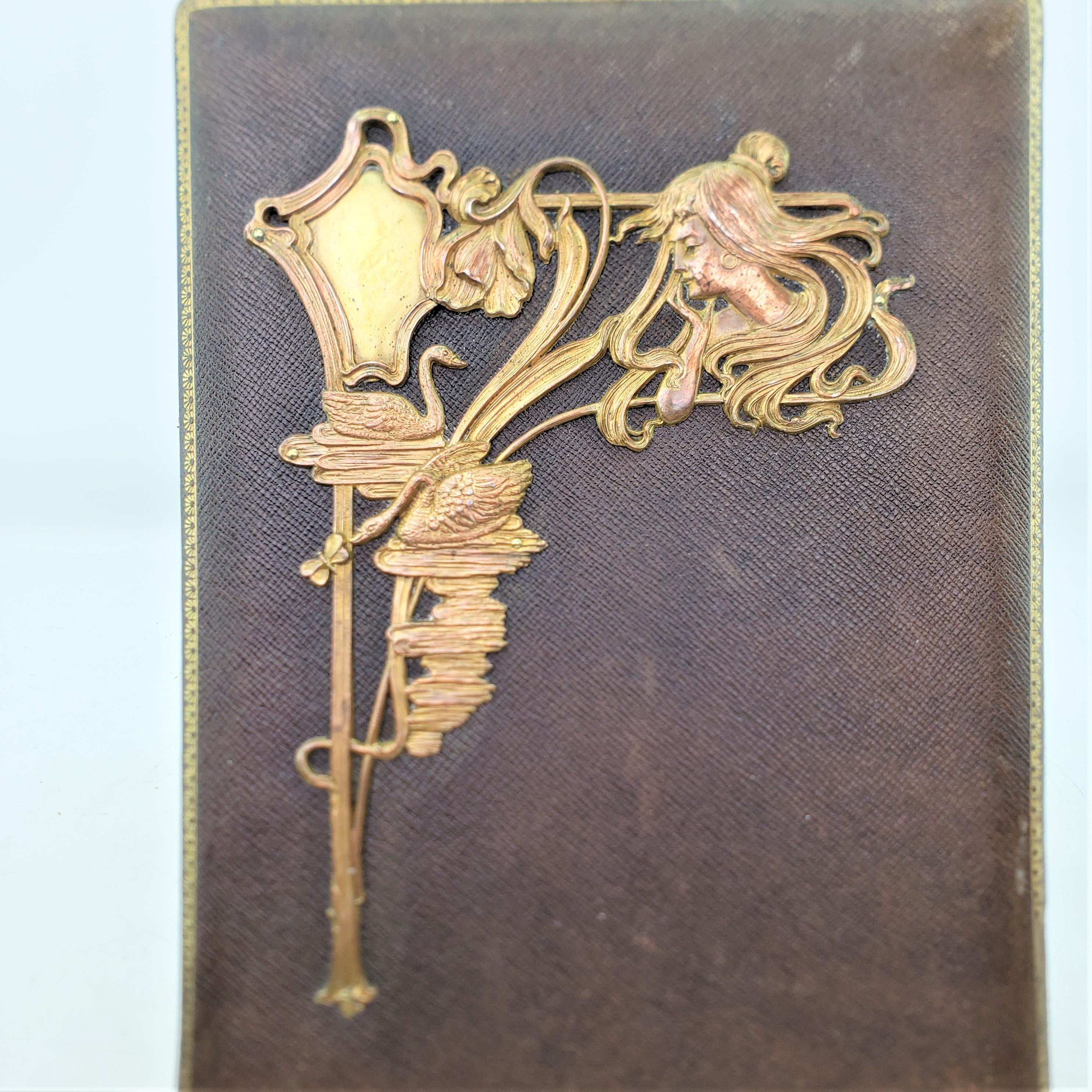 Antique Art Nouveau Photo Album or Book with Brass Stand Up Frame For Sale 2