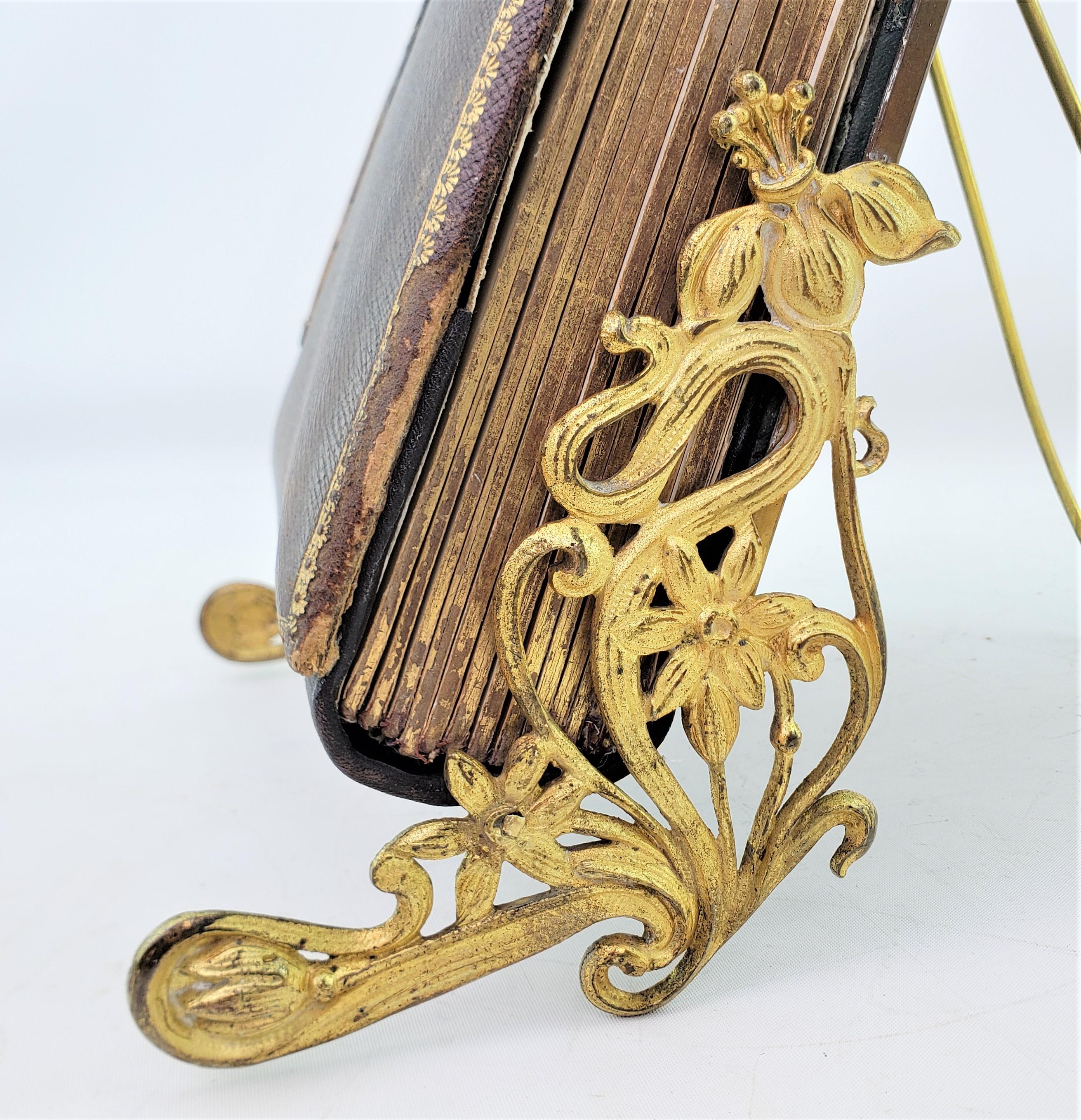Antique Art Nouveau Photo Album or Book with Brass Stand Up Frame For Sale 3