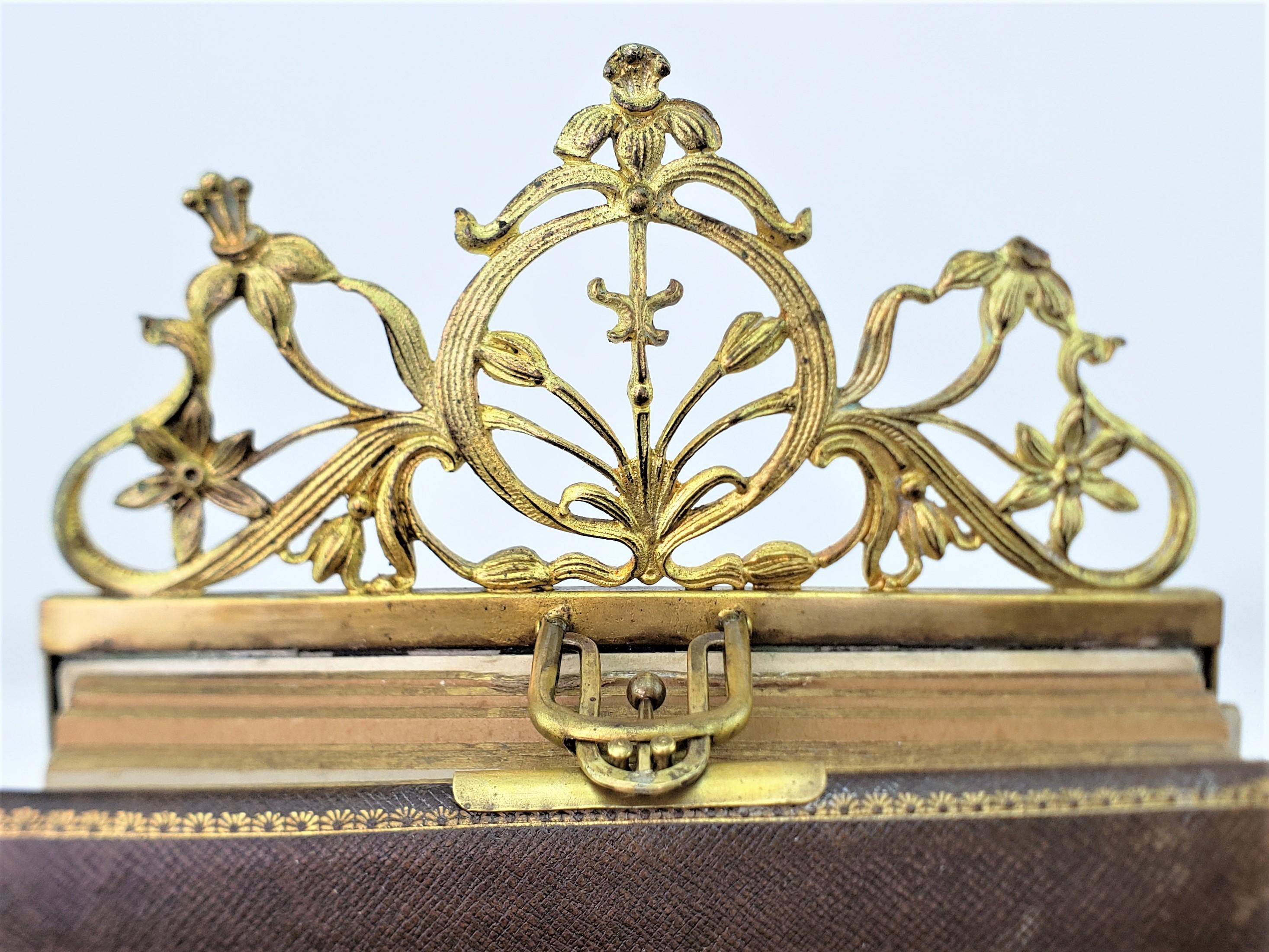 19th Century Antique Art Nouveau Photo Album or Book with Brass Stand Up Frame For Sale