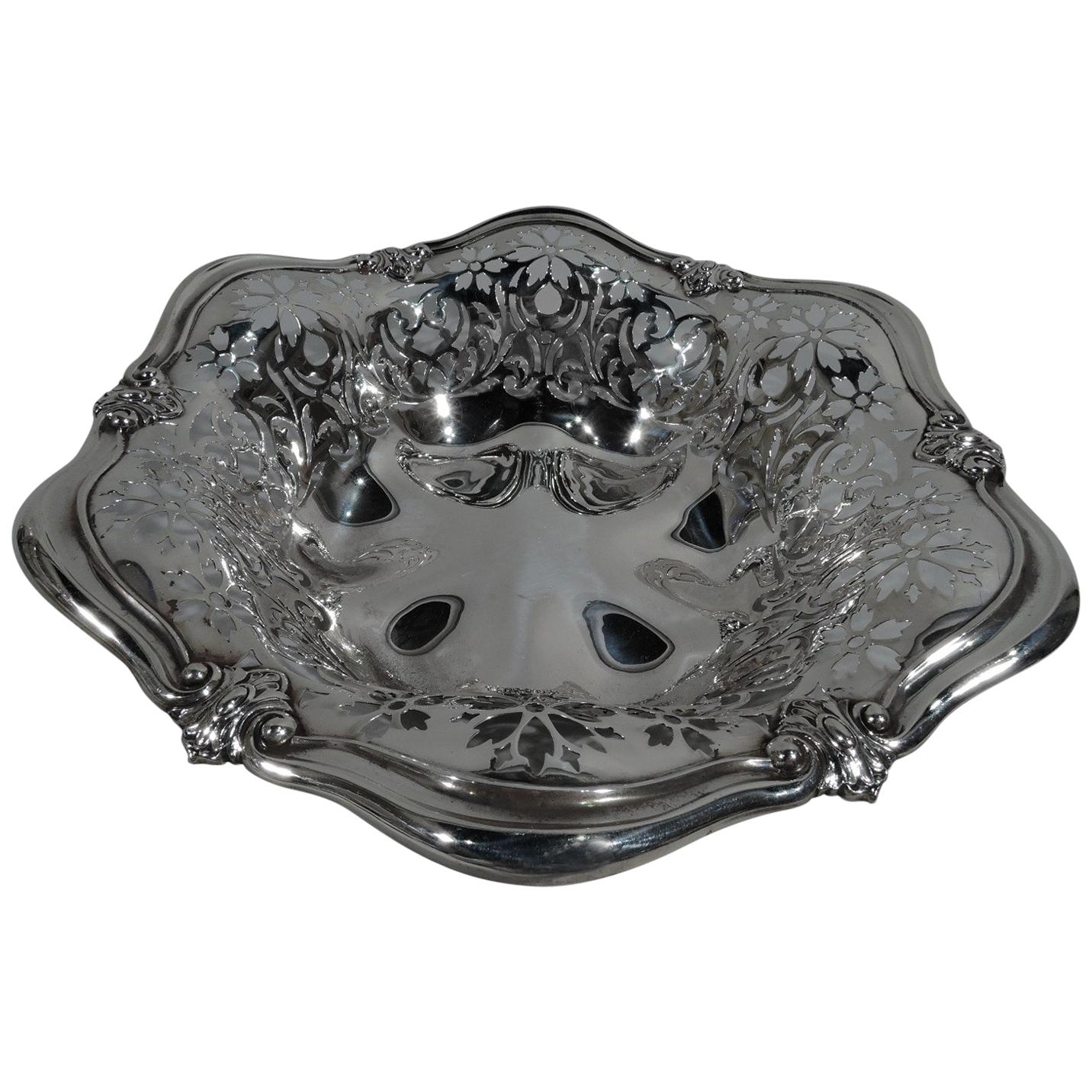 Antique Art Nouveau Pierced Sterling Silver Bowl by Gorham
