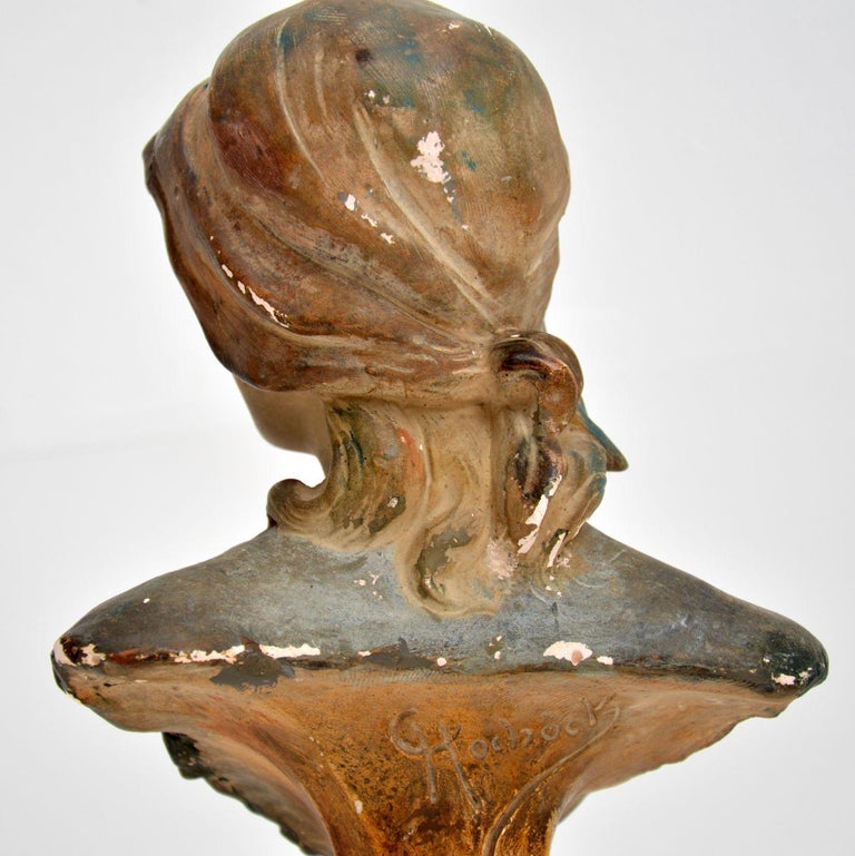 Antique Art Nouveau Plaster Bust by Hochock For Sale at 1stDibs