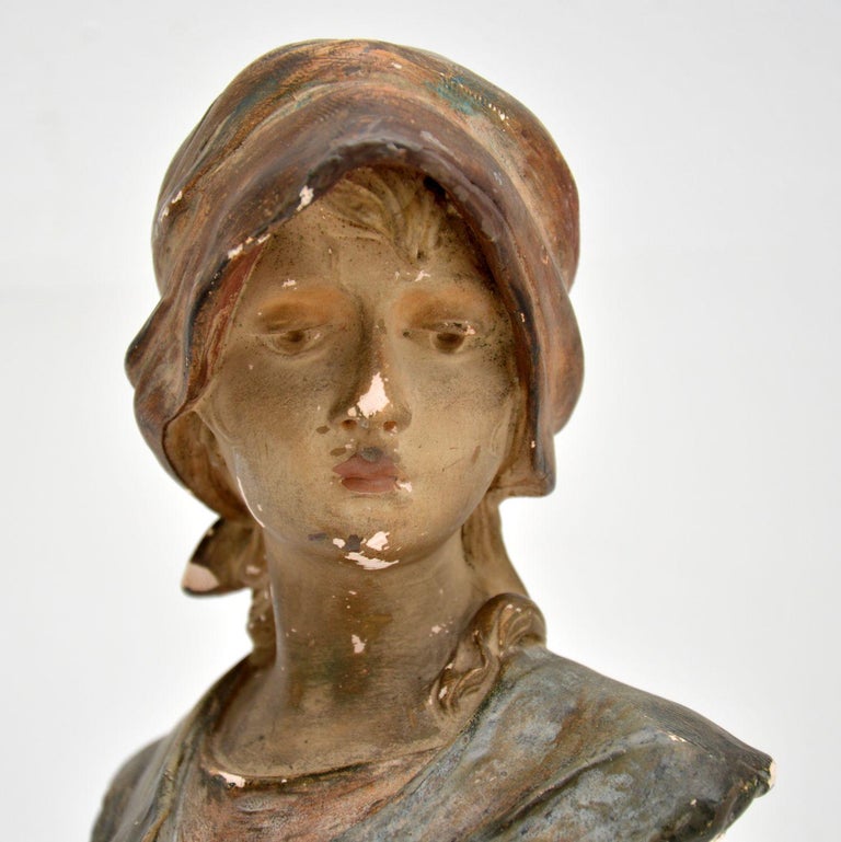 Antique Art Nouveau Plaster Bust by Hochock For Sale at 1stDibs