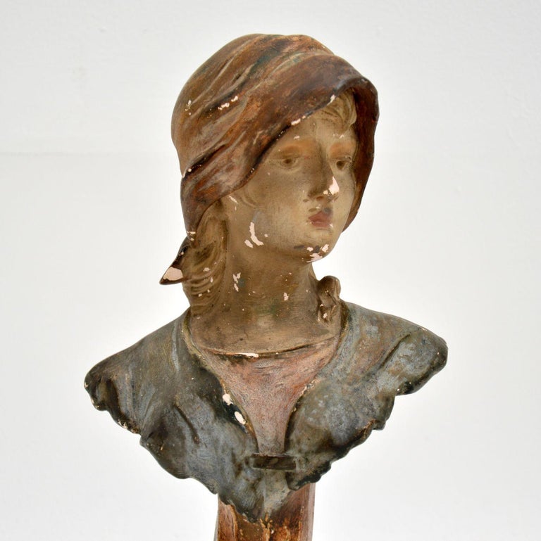 Antique Art Nouveau Plaster Bust by Hochock For Sale at 1stDibs