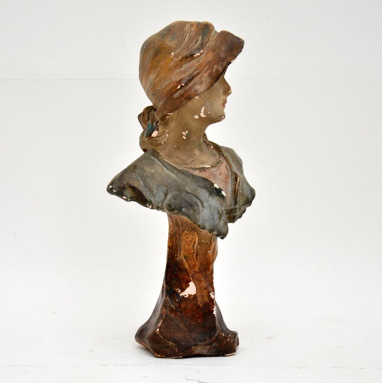 Antique Art Nouveau Plaster Bust by Hochock For Sale at 1stDibs