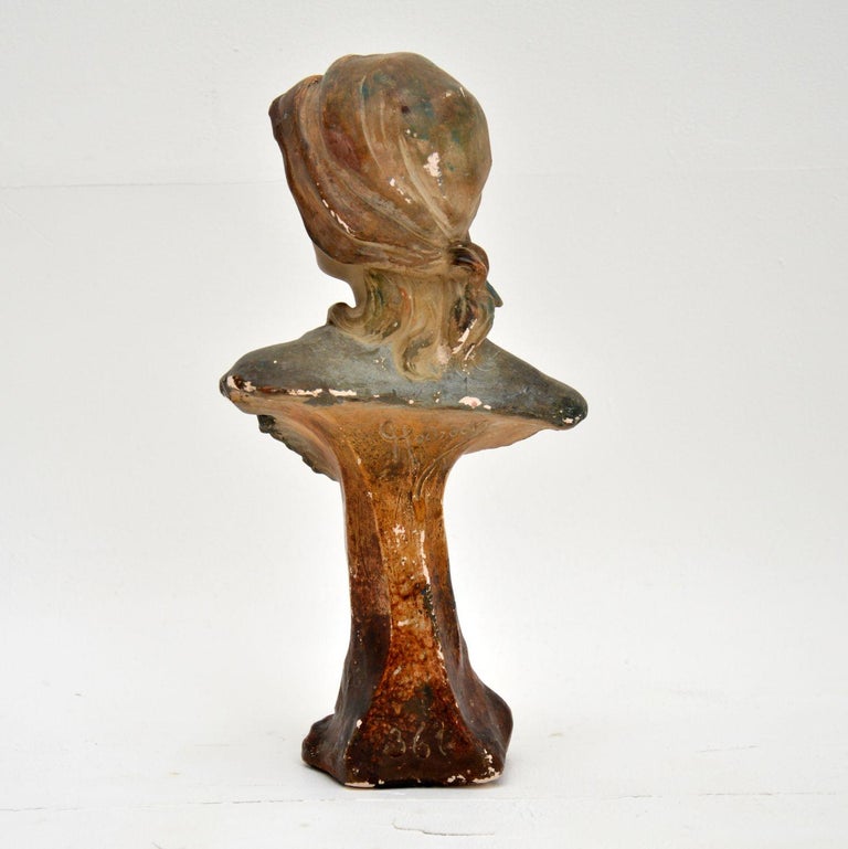 Antique Art Nouveau Plaster Bust by Hochock For Sale at 1stDibs