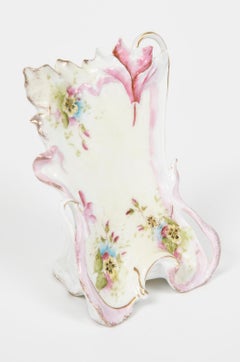 Antique Art Nouveau Porcelain Floral Menu Stand