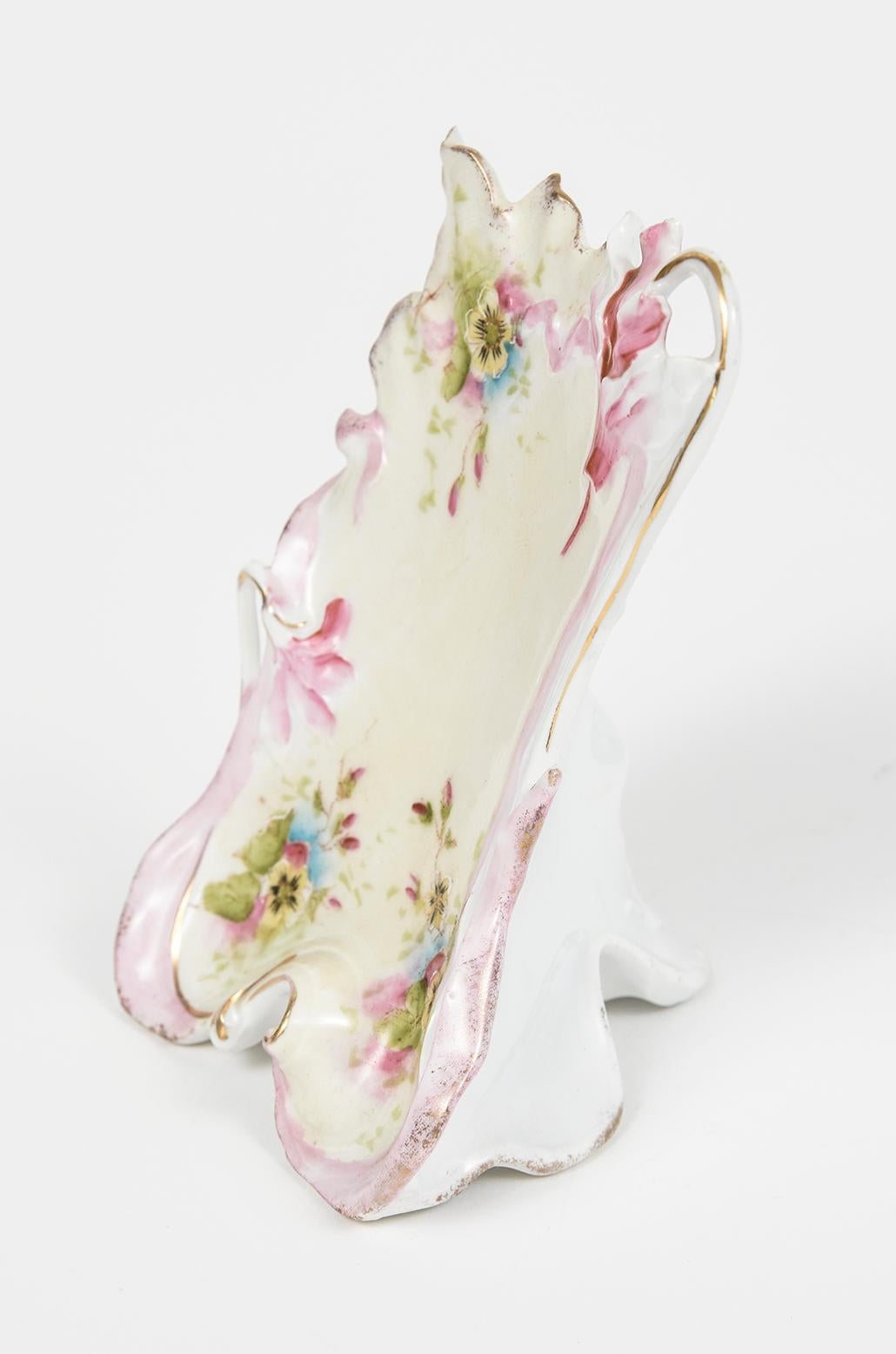 European Antique Art Nouveau Porcelain Floral Menu Stand For Sale
