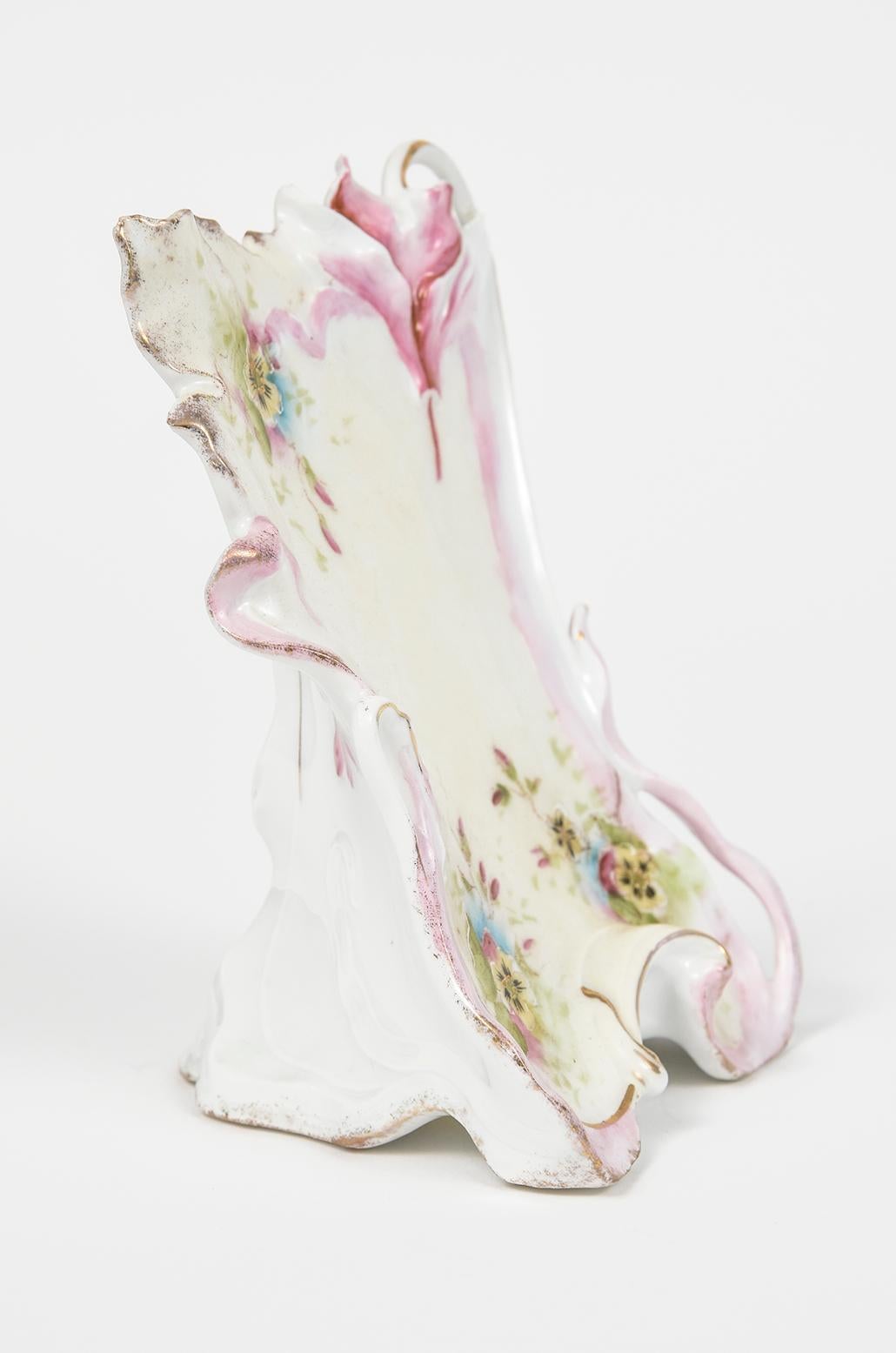 Antique Art Nouveau Porcelain Floral Menu Stand For Sale 1