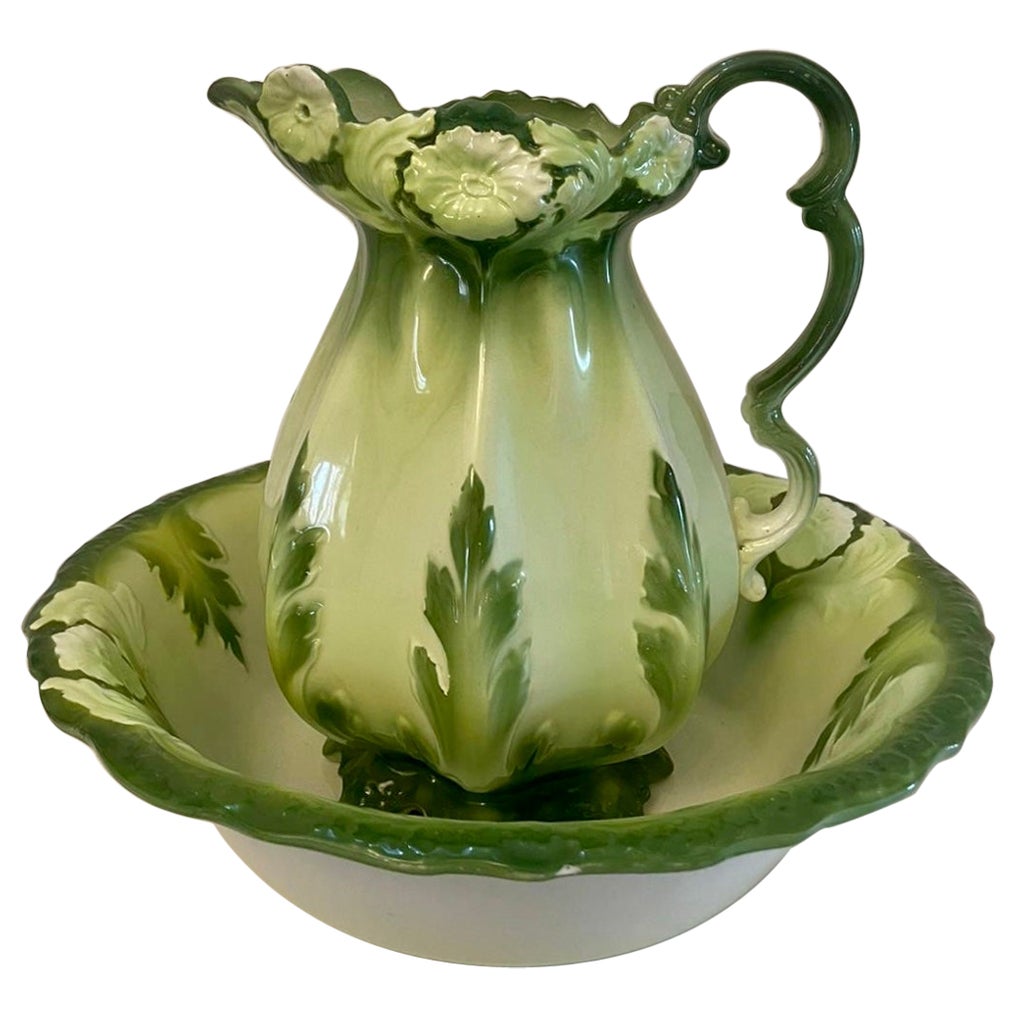Antique Art Nouveau Quality Jug and Bowl Set For Sale