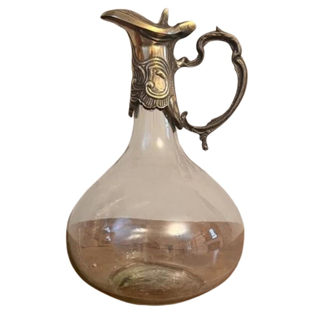 Antique art nouveau quality silver plated claret jug  For Sale